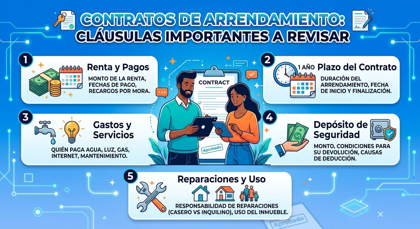 Persona revisando y firmando un contrato de arrendamiento en una mesa con un bolígrafo