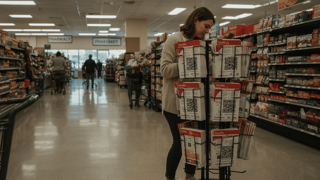 Farmacéutico entregando medicamentos recetados a un cliente en un mostrador de farmacia