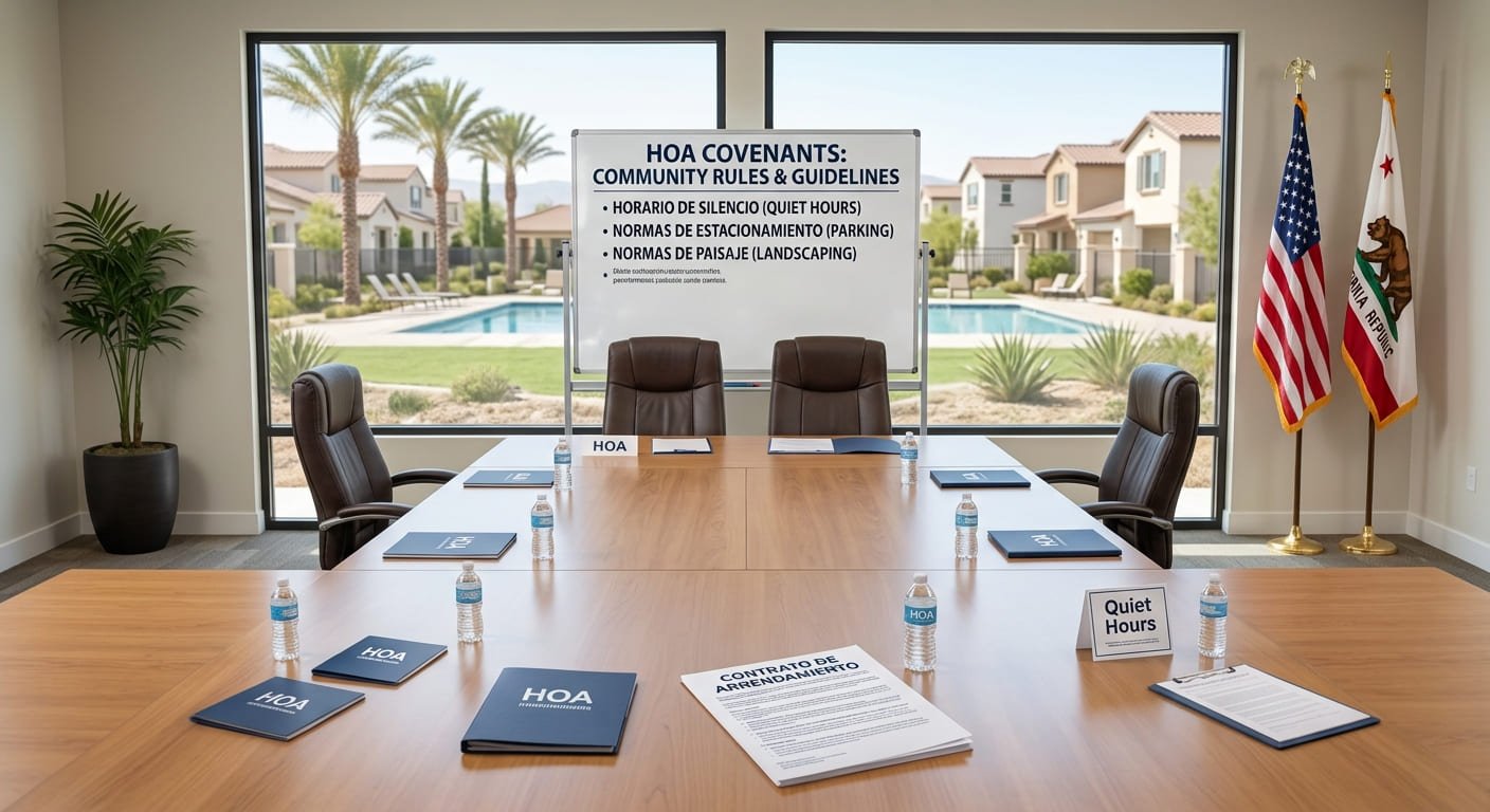 Complejo de condominios moderno con áreas comunes, representando el entorno regulado por una asociación de vecinos